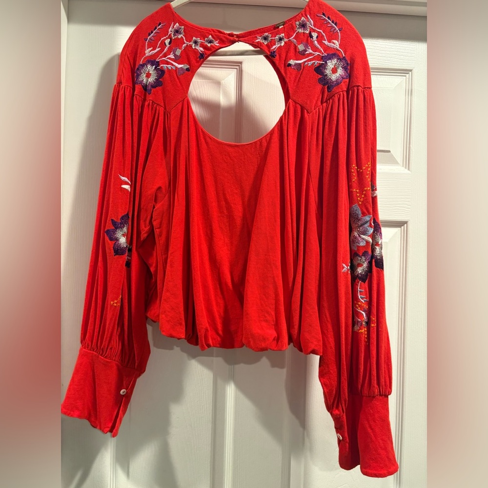 Free People Lita Oversized Floral Embroidered Top - Picture 6 of 7